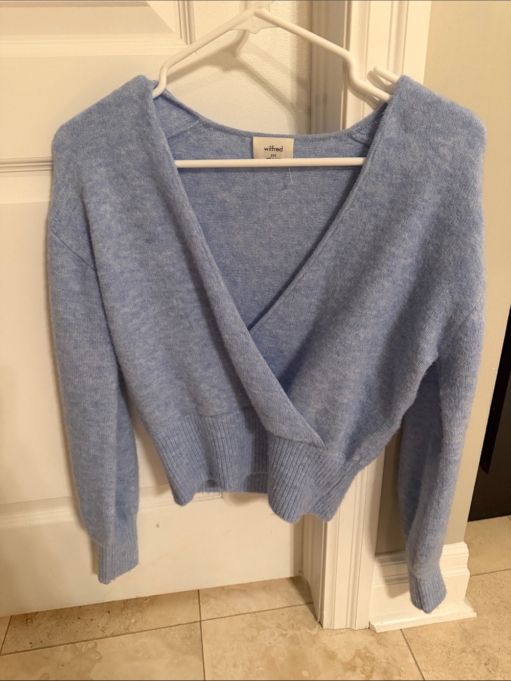 Wilfred Sky Blue Wrap V-Neck Sweater